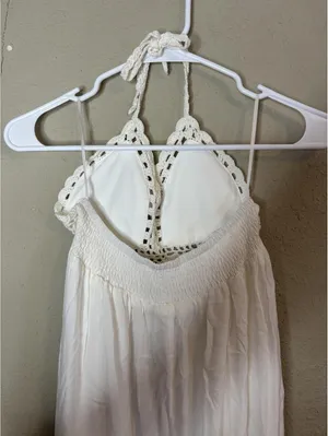 LILBETTER White Crochet Halter Maxi Dress Cover-Up Size XS thumbnail 3