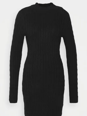 Hollister Cable Knit Long Sleeve Sweater Mini Dress - Black - Women's Size M thumbnail 2