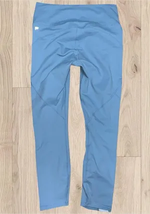 Fabletics High Waisted Powerhold Baby Blue Logo Stripe Leggings Women’s Medium thumbnail 3