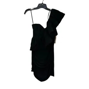 NWT Katie May Take Flight Ruffled One Shouldered Mini Dress Black size Small‎ thumbnail 2