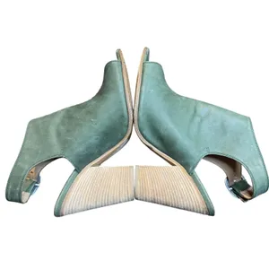 Peter Nappi Shoes Womens Size 7.5 Green Leather Slingback Sandals Block‎ Heel thumbnail 4