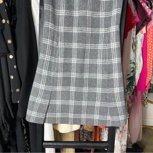 Theory Gray Plaid Wool-Blend Cashmere Sleeveless Shift Mini Dress 00 Preppy thumbnail 4