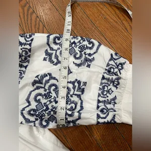Tommy Hilfiger White and Blue Embroidered Blouse thumbnail 8