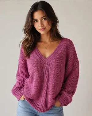 GAP purple v-neck knit sweater small preppy thumbnail 1