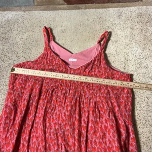 Joie Pink‎ Red Abstract Leopard Print Cotton Tiered Midi Dress Womens Large thumbnail 4
