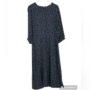 Loft Dress Floral Navy Slit Midi Size 10.‎ thumbnail 9