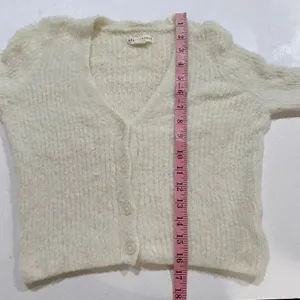 Aeropostale Fuzzy Cropped Cardigan XS Cream Soft Girl Cozy Sweater thumbnail 7