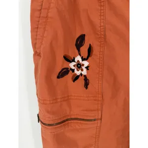 Soft Surroundings Cargo Pants L Burnt Orange Floral Embroidered Boho thumbnail 5