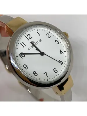Anne Klein women’s two tone cuff bracelet watch 33mm round quartz 7” running thumbnail 2