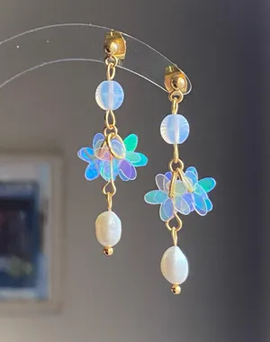 Handmade fairy cute unique style dangle earrings🩵 thumbnail 2