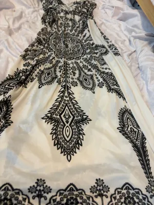 Black and white floral halter dress thumbnail 9