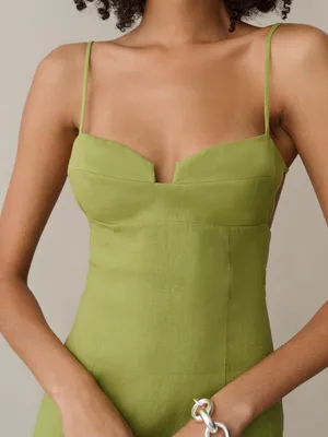NWT o.p.t Indy Linen Dress size 0 Grass Green Few Moda Ulla Johnson thumbnail 4