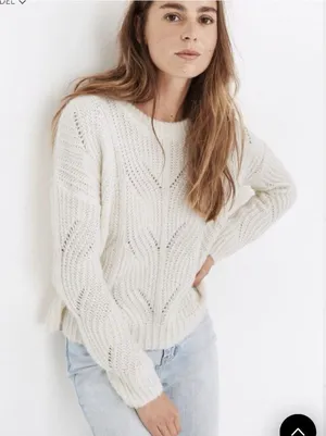 Madewell Charley Boxy Cozy Oversized Pullover Sweater XS Cream Alpaca Knit MC006 thumbnail 1