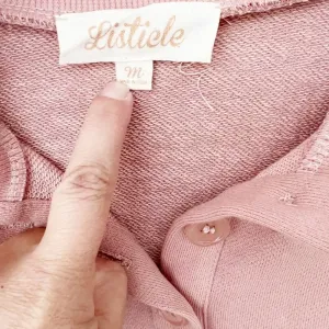 NWT VICI Williams‎ Cotton Henley Sweatshirt Blush Pink thumbnail 8