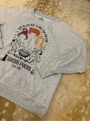 Disney Hocus Pocus Sweatshirt XXL Gray Sanderson Sisters Halloween Crewneck thumbnail 3