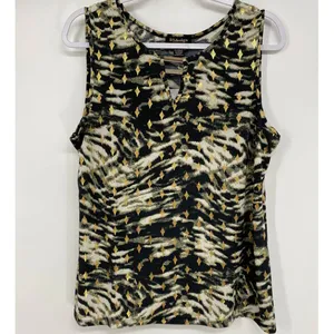 By Design Womens Black Gold Sleeveless Animal Print Blouse NEW Size Large thumbnail 10