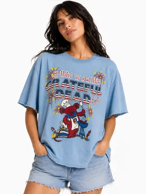 Liquid Blue Grateful Dead Grilling Chillin’ Graphic Tee Cut Off Blue thumbnail 1