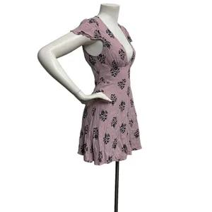 Sunday Best‎ Women's Sz 4 Lilac Floral Print Mini Dress Cap Sleeve Keyhole Back thumbnail 4