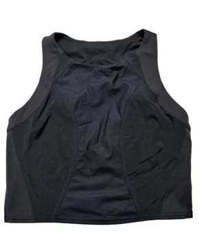 Lululemon Black Longline Sports Bra Size 6 Mesh High Neck Athletic thumbnail 1