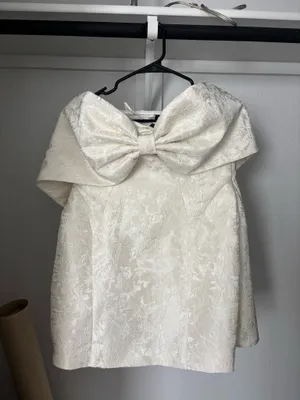 Babyboo XL White mini dress with shoulder bow, and zip/tie back #minidress #bowdetail thumbnail 3