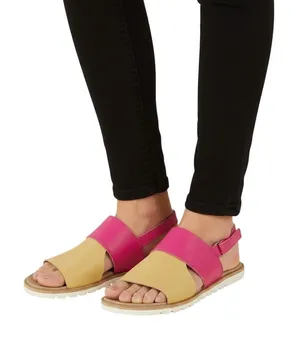 SOREL Pink Cut Out Ella Ii Round Toe Leather Slingback Sandals, US6.5 thumbnail 1