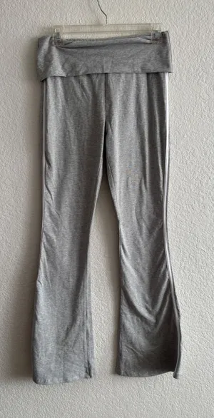 Forever 21 Lounge Pants S Heather Gray Flare Side Stripe Foldover Waist thumbnail 1