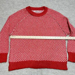 Staccato Womens Red White Geometric Knit Raglan Pullover Sweater Size L‎ Preppy thumbnail 6