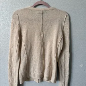 100% Cashmere AQUA Cream Button Front Cardigan Sweater M | Classic Luxe Knit thumbnail 5