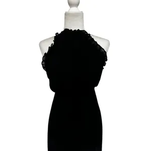 Reformation Black Halter Maxi Dress Open Back Ruffle Minimalist 90s Core Small thumbnail 5