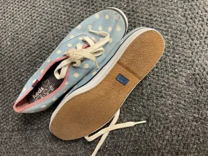 Keds Taylor Swift canvas shoes blue white polka dot size 7 thumbnail 4
