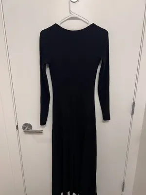 Black Long Sleeve Contrast-Trim Maxi Dress thumbnail 6