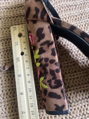 Dream Pairs Leopard Print Ankle-Strap Heels with Pink Floral Embroidery thumbnail 7