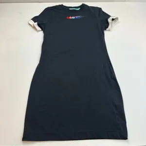 Nike Fitted Womens Black Dress‎ Swoosh SZ Medium Tight Fit Athleisure Streetwear thumbnail 2