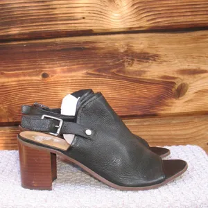 Franco Sarto Black Leather Block Heel Sandals thumbnail 5