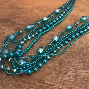 Glass beaded multi strand Necklace 17” thumbnail 2