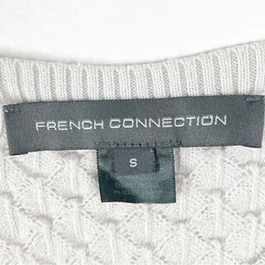 FRENCH CONNECTION Off White Wool Blend Mesh Sleeves Textured Sweater Small thumbnail 3
