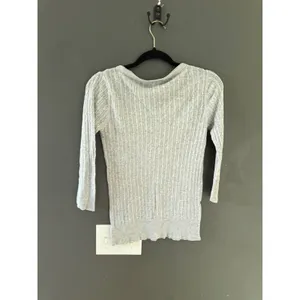 Aeropostale Y2k Grey Ribbed‎ Cable Knit Henley 3/4 Sleeve V-Neck Top Large thumbnail 4