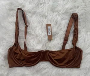 Skims Stretch Satin Unlined Underwire Scoop Bra Bronze Size 32B thumbnail 1