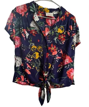 Maeve Anthropologie Blue Floral Top thumbnail 1