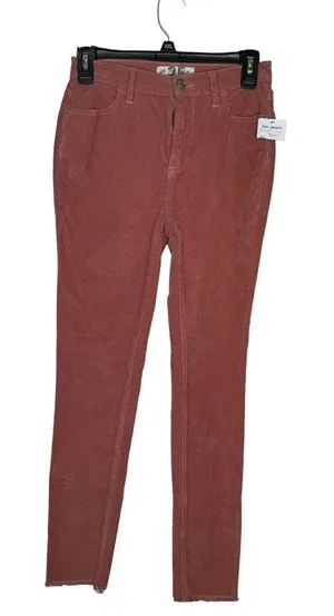 We The Free People Women's Pants Mid-Rise‎ Skinny Corduroy Raw Hem Brown 25 NWT thumbnail 1