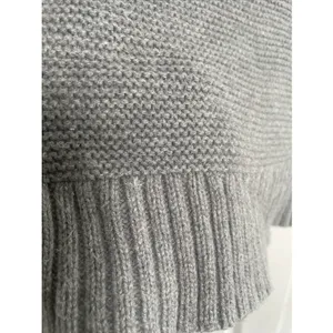 J.Crew Mercantile Garter‎ Stitch Sweater Womens Size M Gray Cotton Merino Wool thumbnail 3