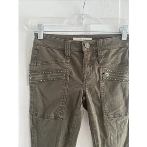 Joie Studded Cargo Skinny Pants Womens Size 23 Olive Green Edgy Moto Utility thumbnail 2
