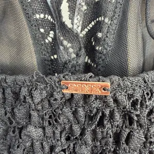 Victoria's Secret PINK L Large‎ Lace Bralette Bra Black Lace Strappy Smocked thumbnail 6