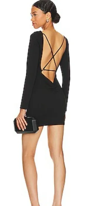Thea mini dress Black RunAway The Label Long-Sleeve Open-Back Crisscross Straps thumbnail 1