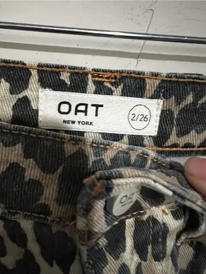 OAT New York Cheetah Leopard Print High‎ Rise Slim Straight Denim Jeans thumbnail 6