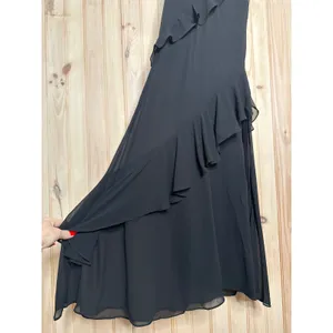 NWT Lulus Dramatic Allure Black Ruffled Cutout Strapless Maxi Dress Gala Size M thumbnail 5