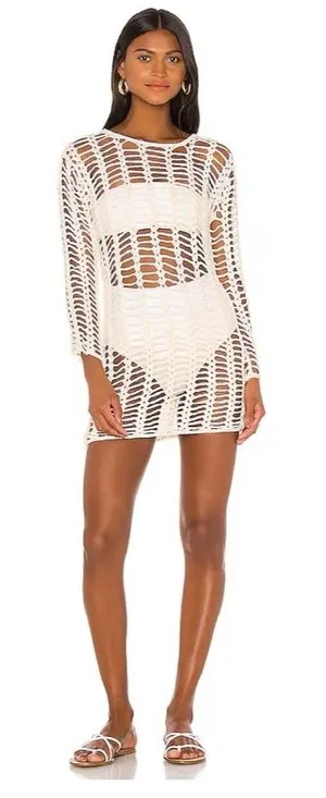 Super Down Ivory Miranda Crochet‎ Mini Dress Size Medium thumbnail 1