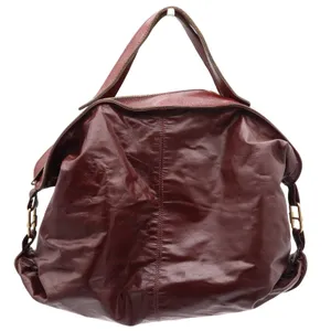 Unbranded Hobo Bag Womens OS Slouchy Burgundy Leather Large Zip Top Good thumbnail 1