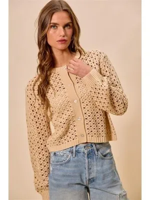 SO‎ ME Open Knitted Button Down Cardigan Sweater Top thumbnail 8
