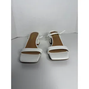 NWOB Lulus White Block Heel Strappy Shoes Size 6.5 Womens Square Toe thumbnail 2